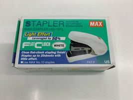 Max Stapler - Flat Clinch - Ergonomic - Mini Style, White - $14.24