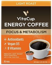 VitaCup Energy Light Roast Coffee Pods,Boost Focus &amp; Metabolism, antioxi... - £37.42 GBP