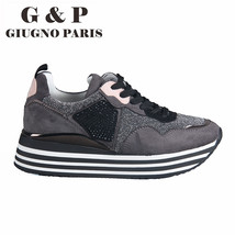 Leather Insole Women Sneakers Mixed Color Ladies Casual Flats Platform Comfortab - £44.35 GBP