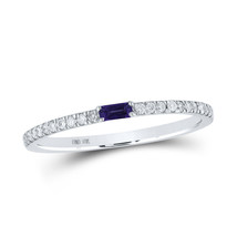 10kt White Gold Womens Baguette Amethyst Diamond Band Ring 1/5 Cttw - £191.56 GBP