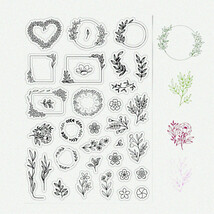 Vintage Flower &amp; Leaves Wreath Silicone Clear Stamps Set for DIY Scrapbo... - $19.75
