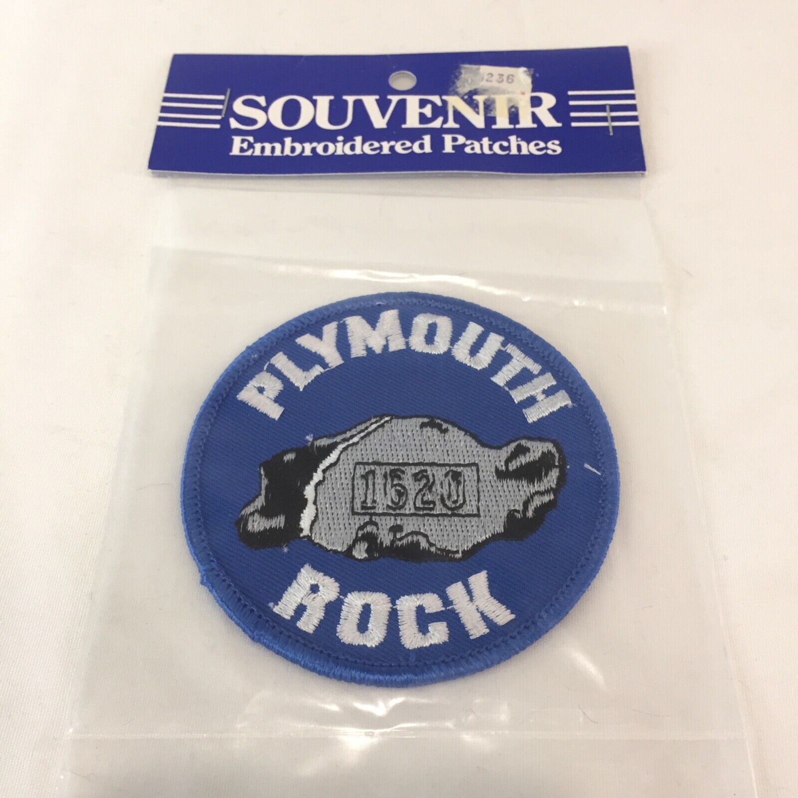 Primary image for New Vintage Patch Badge Travel Souvenir PLYMOUTH ROCK  Sew On Emblem MA U.S.A