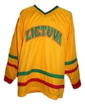 Any Name Number Lithuania Retro Hockey Jersey New Yellow Any Size image 4