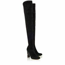 Callixte Women Embellished Block Heel Over the Knee Boots Size US 9.5 Black - £28.12 GBP