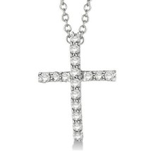 0.35CT Round Cut Moissanite Women&#39;s Cross Pendant Necklace 14K White Gold Plated - £83.53 GBP
