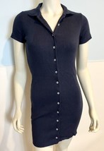 NWT Brandy Melville Navy Blue SS Collared Button Front Shirt Dress Sz 28... - $28.49