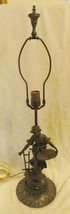 Art Nouveau Bronzed Metal 30&quot; Table Lamp Harvest Woman with Basket and P... - $99.00
