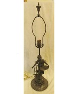 Art Nouveau Bronzed Metal 30&quot; Table Lamp Harvest Woman with Basket and P... - $99.00