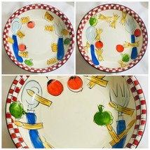 PASTA 101 Tabletops Gallery Hand-painted 3 Piece Pasta Bowl Set Handcrafted 8&quot; D - £39.56 GBP
