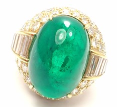 Authentic! David Webb 18k Yellow Gold Diamond Large Colombian Emerald Ring AGL - £63,902.27 GBP