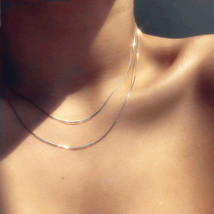 Wind Choker Soft Snake Bone Chain Double Layer Twin Simple Design Necklace - £7.85 GBP