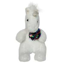 Aurora White Unicorn Holding Sequin Reversible Heart Plush Stuffed Animal 10&quot; - £16.58 GBP