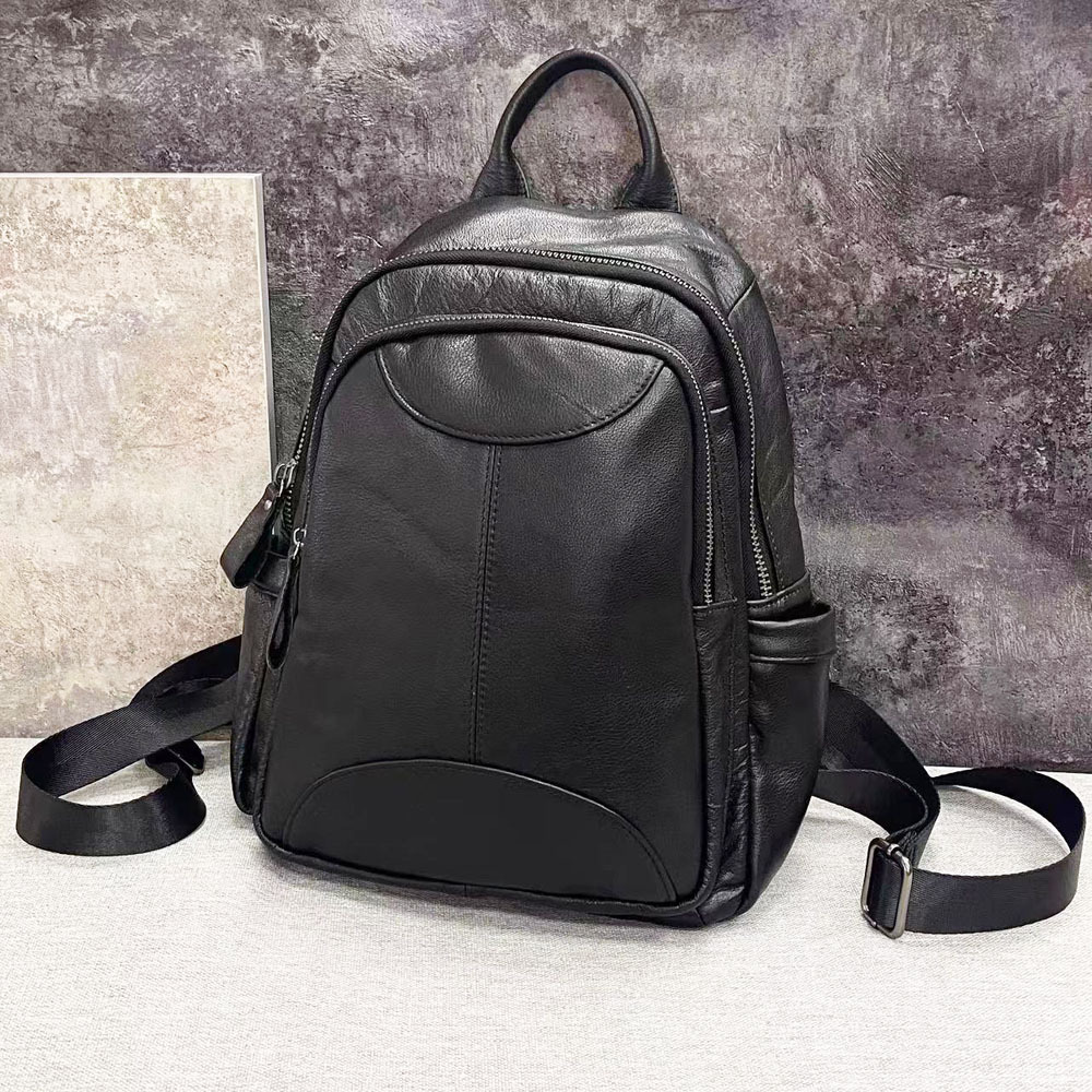 Primary image for Genuine Leather Backpack Women's Black Top Layer Cowhide Women's Backpack Fashio