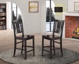 2 Counter-Height Chairs With A Black Hardwood Frame And Wooden Seat From - $182.99