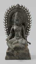 Antique Java Style Majapahit Seated Bronze Devi Tara Statue - 32cm/13&quot; - £688.04 GBP