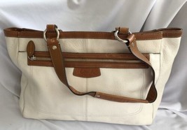 Genuine COACH Penelope Ivory/BrownLarge Pebbled Leather  Carryall Tote P... - £38.91 GBP