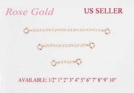 1.5 Mm Solid 14K Rose Pink Gold Extender /Safety Chain Necklace Bracelet Lock - £18.94 GBP