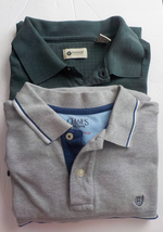 Bundle 2 Polo Shirts Men size Medium Gray Chaps / Green Haggar Short Sleeves - £7.77 GBP