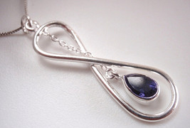 Faceted Iolite Infinity 925 Sterling Silver Necklace Symbolizes Endless Love - £12.94 GBP