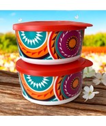 NEW 2 Tupperware Cereal Lunch Bowl With Lid Mayan Sunrise Collection 2-1... - €15,32 EUR