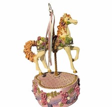 Carousel Horse figurine violet purple flower floral ribbon Hamilton decor gift - £39.52 GBP