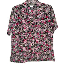 DonnKenny Womens Blouse Size Small Button Front Short Sleeve V-Neck Floral - £10.36 GBP