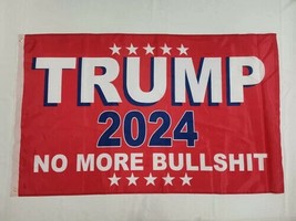 Trump 2024 No More Bs Bull$Hit Red 100D Woven Poly Nylon 3&#39;X5&#39; Flag Banner - £18.65 GBP