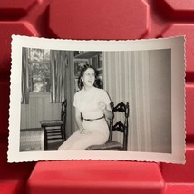 Laughing Girl Sitting In A Chair 4 1/2 x 3 1/4 Photograph Pre Owned Vintage 50s - $8.99