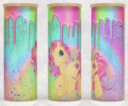 Frosted Glass 80s My Little Pony Rainbow Gradient Drip Cup Mug  Tumbler 25oz - £15.65 GBP