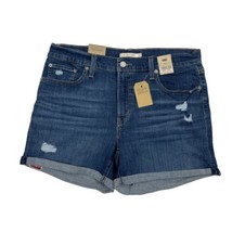 Levis Hawaii Ocean Mid Rise Length Denim Shorts Blue Medium Wash Womens ... - $12.86