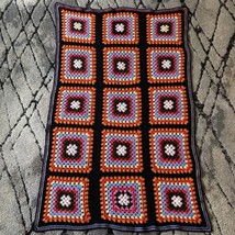 Granny Square Crochet Afghan Blanket Throw Flowers 39 X 58 - £38.93 GBP