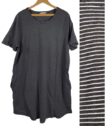 Terra &amp; Sky Dress T Shirt Knit Black Stripe Casual Pockets Athleisure Co... - $29.63