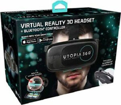 Utopia 360 Virtual Reality 3D Headset Smartphone Bluetooth Android Googl... - $12.99