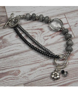 Jasper Hematite Crystal Beaded Bracelet Handmade Three Strand New - £17.90 GBP