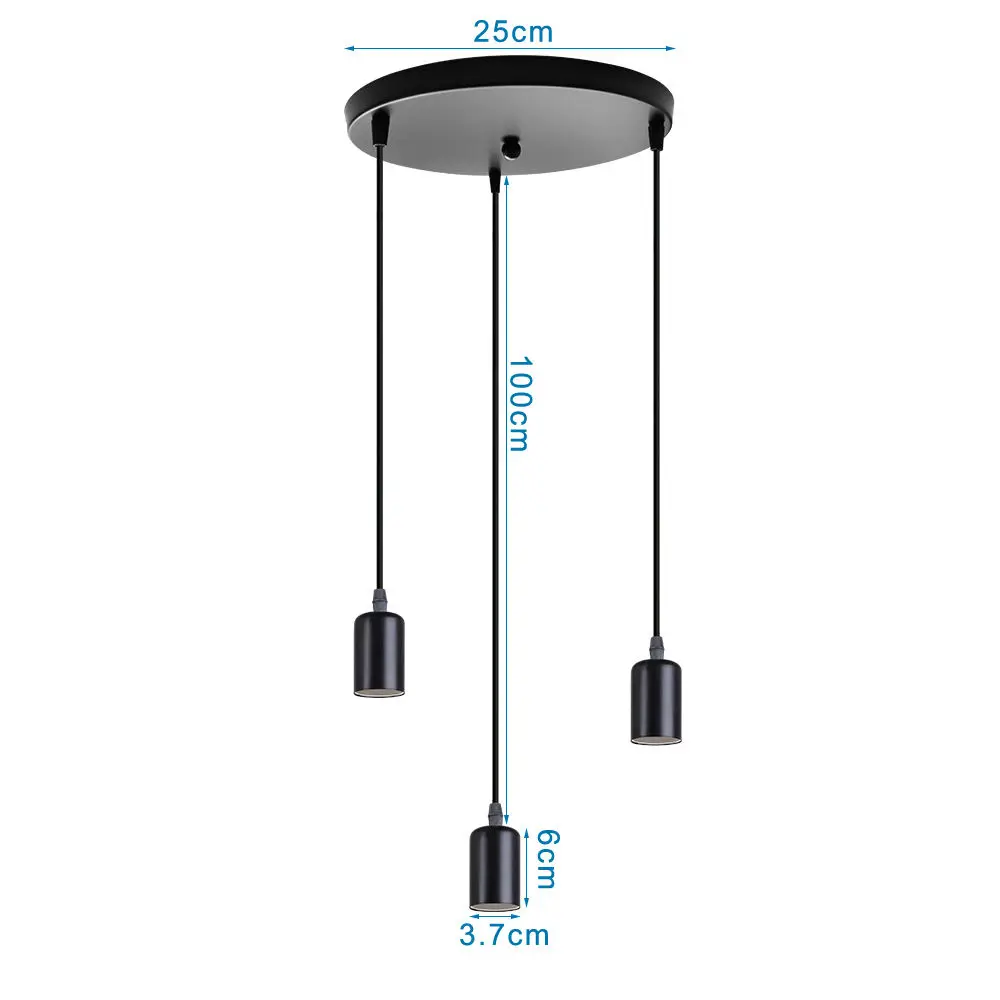  Industrial 3-Lights Chandelier  Painted Pendant Light Strip/Disc Ceiling Hangin - £172.82 GBP