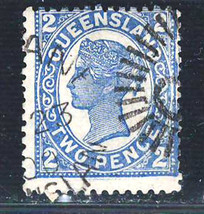 QUEENSLAND  1895-96  Fine  Used  Stamp 2 p. #1 - £0.78 GBP