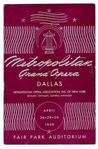 Metropolitan Opera Program Dallas Texas 1950 Faust L&#39;Elisir D&#39;Amore &amp; Tosca - £22.15 GBP