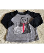 First Impressions Boys Gray Black Panda Tie Raglan Long Sleeve Shirt 6-9... - £4.31 GBP