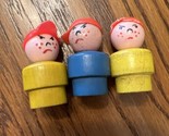 Vintage Fisher-Price Little People 3 WOOD Mad Angry BOYS with caps Bully... - $14.80