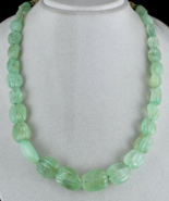 Vintage Natural Emerald Beads Carved Oval 25mm 582 Ct Rare Gemstone Neck... - €6.548,16 EUR