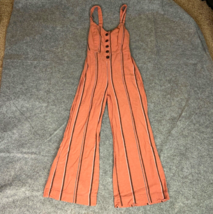 Urban Outfitters Womens Romper Small Orange Linen Blend Wide Leg Boho Ti... - £16.09 GBP