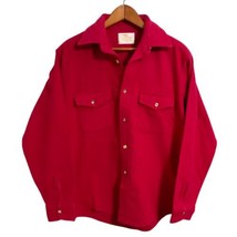 Vintage 70s Chamois Shirt M Mens Red Flannel USA 80s Button Front Sugarbush - £29.37 GBP