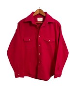 Vintage 70s Chamois Shirt M Mens Red Flannel USA 80s Button Front Sugarbush - £29.71 GBP