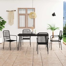 5 Piece Garden Dining Set Cotton Rope and Steel Black - £225.28 GBP