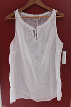 NWT Laundry by Shelli Segal Optic White Cotton Embroidered Knit Top 14 $138 - $41.40