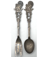 Vtg Set 2 Souvenir Fork Spoon Albert H Oechsle MTGA Silver? Turkey &#39;36-&#39;... - $26.71 CAD