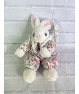 VTG Fiesta Easter White Bunny Rabbit Plush Stuffed Animal Floral Outfit ... - £21.71 GBP