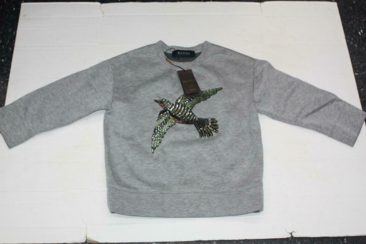 Primary image for 2015 Gucci Crystal Embroidered Bird Jersey Sweatshirt  #404294 - Gray - Medium