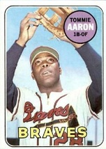 1969 Topps Tommie Aaron, Atlanta Braves, Baseball Card #128, as Christmas Gift - £2.31 GBP