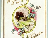 Be My Valentine Floreale Cabina Scene Goffrato Dorato Winsch Dietro DB C... - $7.12